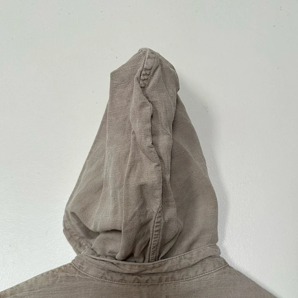 Nicole Miller Linen Lyocell Blend Hooded Jacket Size Medium Beige Y2K - Picture 6 of 10